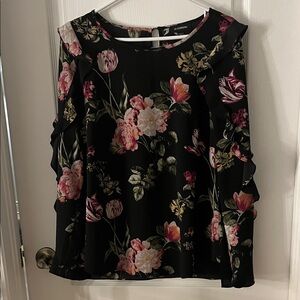 Chic Black Floral Blouse